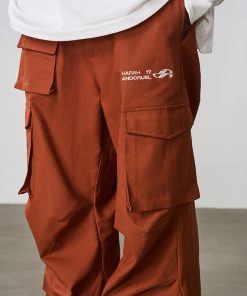 Embroidered Multi-Pocket Casual Work Pants - Clean Fit, Harsh and Cruel Style, Perfect for Everyday Wear and Y2K Fashion