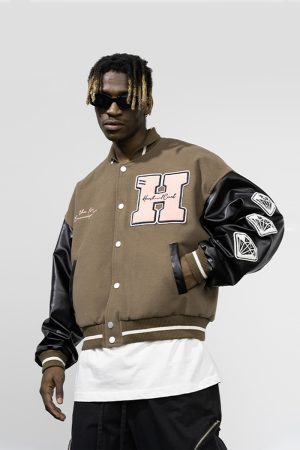 Embroidered Vintage Baseball Jacket - Trendy Loose Coat with American Style, Perfect for Casual Wear