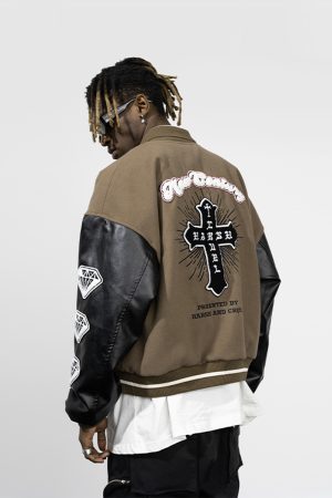 Embroidered Vintage Baseball Jacket - Trendy Loose Coat with American Style, Perfect for Casual Wear