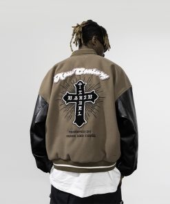 Embroidered Vintage Baseball Jacket - Trendy Loose Coat with American Style, Perfect for Casual Wear