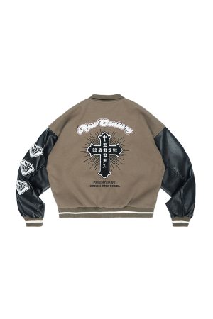 Embroidered Vintage Baseball Jacket - Trendy Loose Coat with American Style, Perfect for Casual Wear