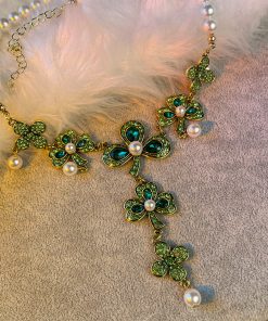 Emerald Tassel Necklace 2025 - Elegant Clavicle Chain for Women, High-End Fashion Accessory for Dresses and Special Occasions