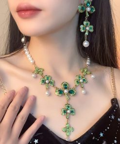 Emerald Tassel Necklace 2025 - Elegant Clavicle Chain for Women, High-End Fashion Accessory for Dresses and Special Occasions