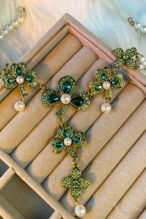 Emerald Tassel Necklace 2025 - Elegant Clavicle Chain for Women, High-End Fashion Accessory for Dresses and Special Occasions