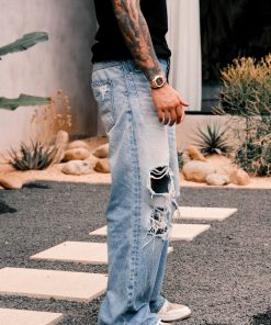 Endless Knife Cut Handmade Distressed Faded Wide-Leg Jeans - Trendy Loose Long Pants for Y2K and 90s Style Fashion