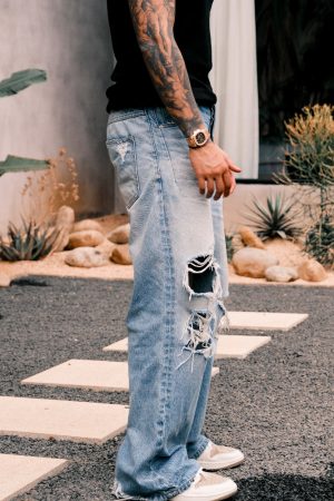 Endless Knife Cut Handmade Distressed Faded Wide-Leg Jeans - Trendy Loose Long Pants for Y2K and 90s Style Fashion