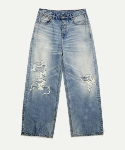 Endless Knife Cut Handmade Distressed Faded Wide-Leg Jeans - Trendy Loose Long Pants for Y2K and 90s Style Fashion
