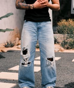 Endless Knife Cut Handmade Distressed Faded Wide-Leg Jeans - Trendy Loose Long Pants for Y2K and 90s Style Fashion