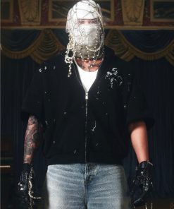 Endless Skull Ink Splash 3D Printed Short Sleeve Boxing Jacket Zipper Hoodie for Y2K and Streetwear Style