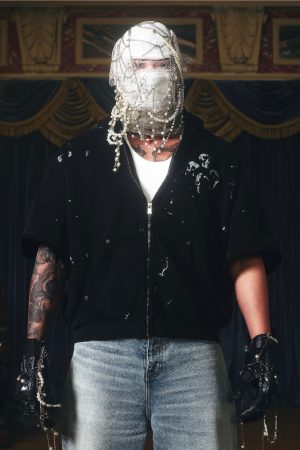 Endless Skull Ink Splash 3D Printed Short Sleeve Boxing Jacket Zipper Hoodie for Y2K and Streetwear Style