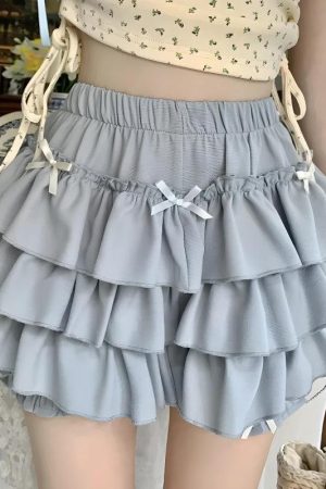 Estilo Vintage Aesthetic, Hoodie Cute Outfit - Kawaii Top & Ruffled Mini Skirt Two Piece Set
