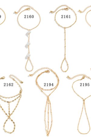 Ethnic Diamond Connecting Finger Bracelet - Beach Chain Imitation Pearl Metal Bracelet for a Chic European and American Style