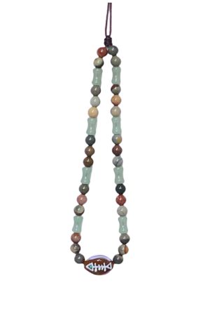 Ethnic Style Glass Totem Fish Dongling Jade Bamboo Ocean Stone Retro Wrist Strap Anti-Lost Mobile Phone Chain for Men and Women