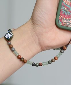 Ethnic Style Glass Totem Fish Dongling Jade Bamboo Ocean Stone Retro Wrist Strap Anti-Lost Mobile Phone Chain for Men and Women