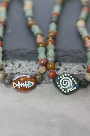 Ethnic Style Glass Totem Fish Dongling Jade Bamboo Ocean Stone Retro Wrist Strap Anti-Lost Mobile Phone Chain for Men and Women