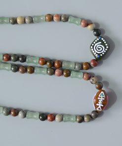 Ethnic Style Glass Totem Fish Dongling Jade Bamboo Ocean Stone Retro Wrist Strap Anti-Lost Mobile Phone Chain for Men and Women