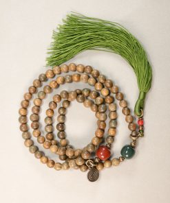 Ethnic Style Green Sandalwood Multi-Circle Bracelet Necklace for Women and Men - 108 Beads Prayer Beads, Buddhist Jewelry