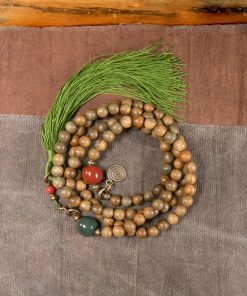 Ethnic Style Green Sandalwood Multi-Circle Bracelet Necklace for Women and Men - 108 Beads Prayer Beads, Buddhist Jewelry