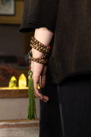 Ethnic Style Green Sandalwood Multi-Circle Bracelet Necklace for Women and Men - 108 Beads Prayer Beads, Buddhist Jewelry