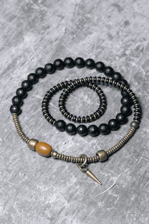 Ethnic Style Matte Black Agate Bracelet for Women - Multi-Layer Frosted Bead Jewelry, Bohemian Chic Accessory