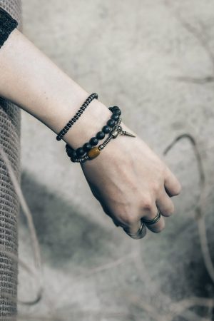 Ethnic Style Matte Black Agate Bracelet for Women - Multi-Layer Frosted Bead Jewelry, Bohemian Chic Accessory