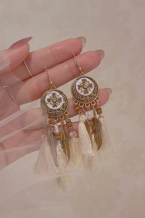Ethnic Style Retro Tassel Long Earrings for Women - Bohemian Hook Earrings Perfect for Travel and Everyday Wear
