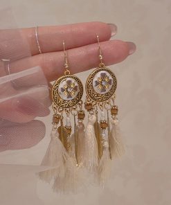 Ethnic Style Retro Tassel Long Earrings for Women - Bohemian Hook Earrings Perfect for Travel and Everyday Wear