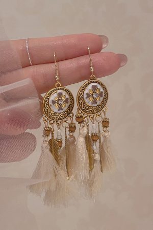 Ethnic Style Retro Tassel Long Earrings for Women - Bohemian Hook Earrings Perfect for Travel and Everyday Wear