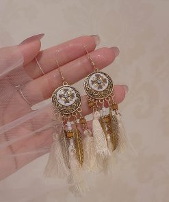 Ethnic Style Retro Tassel Long Earrings for Women - Bohemian Hook Earrings Perfect for Travel and Everyday Wear