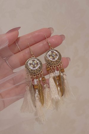 Ethnic Style Retro Tassel Long Earrings for Women - Bohemian Hook Earrings Perfect for Travel and Everyday Wear