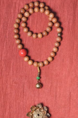 Ethnic Style Wooden Bracelet for Men and Women - Sandalwood Beads & Cinnabar Hand Ornament, Unique Artisan Jewelry