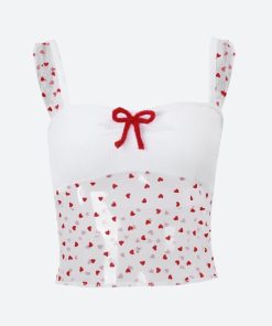 Europe Outfits, Nyc Outfits - Heart Knitted Sheer Crop Top