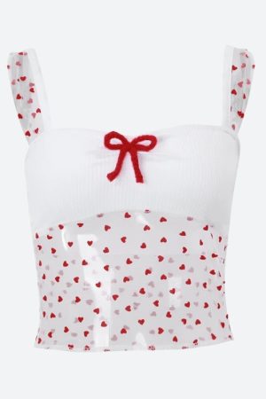 Europe Outfits, Nyc Outfits - Heart Knitted Sheer Crop Top