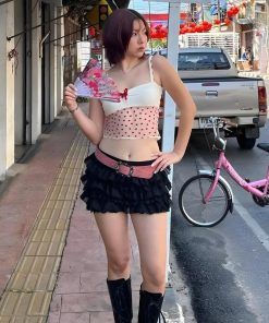 Europe Outfits, Nyc Outfits - Heart Knitted Sheer Crop Top