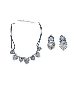 European American Punk Style Crystal Inlaid Black Silver Heart Necklace Clavicle Chain - Trendy Temperament Jewelry