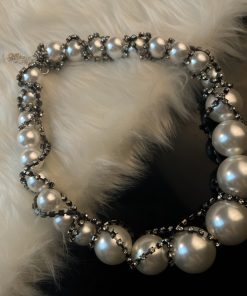 Exaggerated Big Pearl Zirconia Wrap Necklace for Women - Luxury Statement Jewelry, Elegant Design for Special Occasions