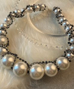 Exaggerated Big Pearl Zirconia Wrap Necklace for Women - Luxury Statement Jewelry, Elegant Design for Special Occasions