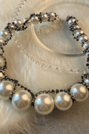 Exaggerated Big Pearl Zirconia Wrap Necklace for Women - Luxury Statement Jewelry, Elegant Design for Special Occasions