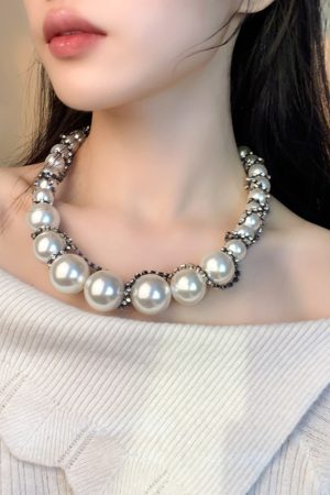 Exaggerated Big Pearl Zirconia Wrap Necklace for Women - Luxury Statement Jewelry, Elegant Design for Special Occasions