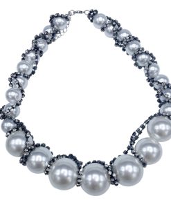 Exaggerated Big Pearl Zirconia Wrap Necklace for Women - Luxury Statement Jewelry, Elegant Design for Special Occasions