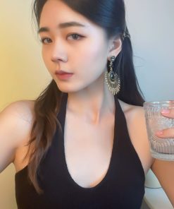 Exaggerated Black and Gold Sunflower Crystal Tassel Earrings - Elegant Two-Color Accessories for 2025 Y2K and European Style