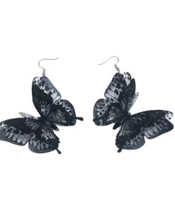 Exaggerated Butterfly Drop Earrings for Women, Stylish Black Sequin Design, Versatile European and American Fashion Accessory