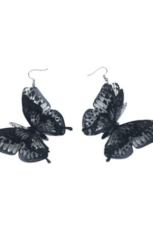 Exaggerated Butterfly Drop Earrings for Women, Stylish Black Sequin Design, Versatile European and American Fashion Accessory