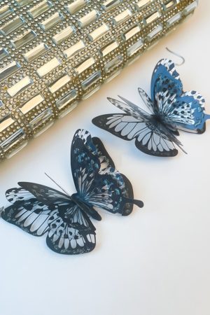 Exaggerated Butterfly Drop Earrings for Women, Stylish Black Sequin Design, Versatile European and American Fashion Accessory