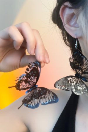 Exaggerated Butterfly Drop Earrings for Women, Stylish Black Sequin Design, Versatile European and American Fashion Accessory