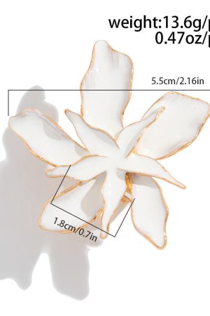 Exaggerated Five-Petal Flower Starfish Open Ring in Metal Style - European and American Dripping Oil Design