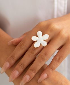 Exaggerated Five-Petal Flower Starfish Open Ring in Metal Style - European and American Dripping Oil Design