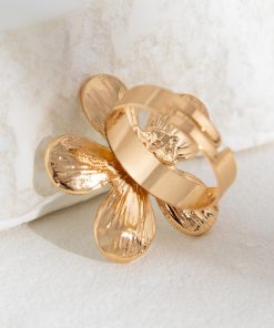 Exaggerated Five-Petal Flower Starfish Open Ring in Metal Style - European and American Dripping Oil Design