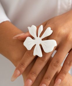 Exaggerated Five-Petal Flower Starfish Open Ring in Metal Style - European and American Dripping Oil Design