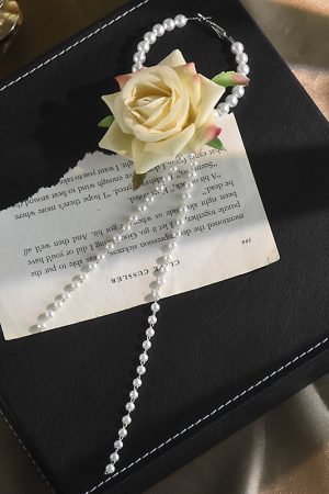 Exaggerated Floral Tassel Earrings for Women - Summer Rose Flower Drop Earrings with Pearl Accents, Trendy Fairy Style